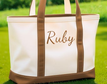 Sac fourre-tout bateau personnalisé, sac de demoiselle d'honneur brodé personnalisé, cadeau de demoiselle d'honneur ou EVJF, initiales personnalisées, sac de professeur, cadeau pour elle