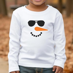 Snowman Toddler Tee Snowman Face Tshirt Winter Toddler Shirt Fall Long Sleeve Shirt Snow Day Boys Shirt Gift Idea for Child Snowman Face Tee