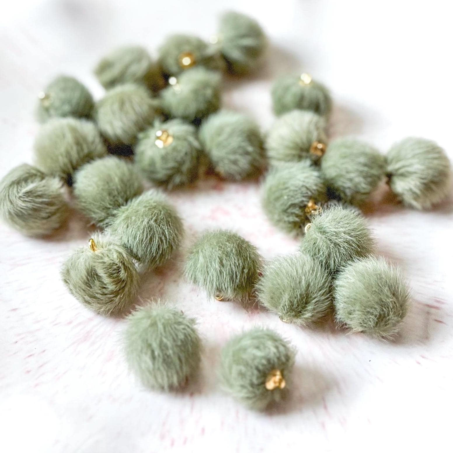 Green Pom Pom Charm Faux Fur Puff Keychain Accessory for DIY Purse…