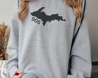 906 Upper Peninsula Sweatshirt UP of Michigan Shirt Fall Yooper Northern Michigan Pullover State of Michigan 906 Sweater Hometown cadeau-idee