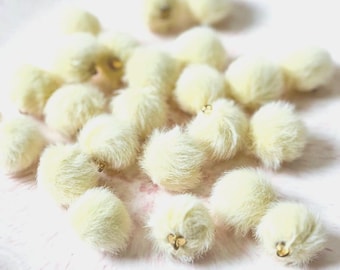 Yellow Pom Charm for DIY Purse Chain Faux Fur Puff Accessory for Keychain Pendant Girl Craft Supply Poof Keychain Charm Jewelry Kit Supply