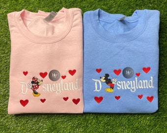 Sudadera bordada de Mickey y Minnie - Sudadera con personajes de Disney a juego - Sudadera de Mickey Mouse - Minnie - Diseño clásico de Disney