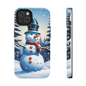 Funny snowman Winter Wonderland iPhone Case 14 to 16 pro max  Christmas Gift Holiday Accessories Cute Phone Protector Snowy Scene