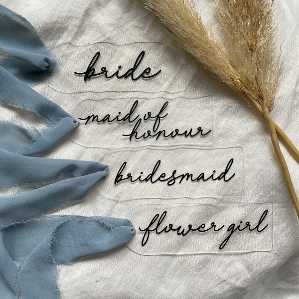 Personalised Bridal Hanger Tag Wedding Coat Hanger Tag Made of Honour Gift Bridesmaid Gift Flower Girl Gift Custom Acrylic Hanger Bookmark