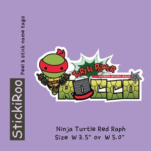 Niedliche Kindergarten Etiketten - Niedliche spülmaschinenfeste Etiketten - niedliche wasserfeste Etiketten - niedliche Kinder Namensetiketten - Namensschild - Ninja Turtles - rot Raph