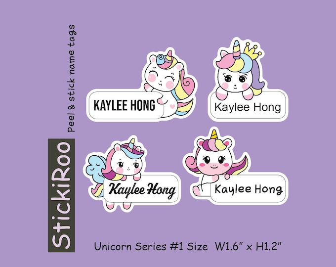 Featured listing image: Cute Daycare Labels - Cute Dishwasher Safe Labels - Cute Waterproof Labels - Cute Kids Name Labels - Name Tag - Unicorn Sticker Label 1