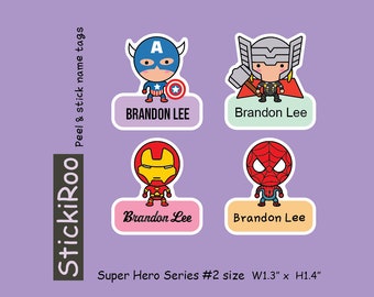Cute Daycare Labels - Cute Dishwasher Safe Labels - Cute Waterproof Labels - Cute Kids Name Labels - Name Tag - Heroes Sticker Label 2
