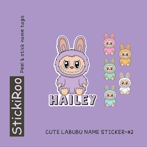 Cute Stickers - Cute Labubu Name Stickers - Labubu Name Sticker - Waterproof Sticker - Name Sticker - Custom Labubu Stciker