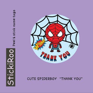 Stickers Spiderboy mignons merci - Sticker anniversaire mignon - Sticker fête - Cadeau - Stickers sac cadeaux
