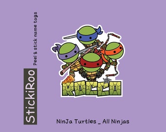 Cute Daycare Labels - Cute Dishwasher Safe Labels - Cute Waterproof Labels - Cute Kids Name Labels - Name Tag - Ninja Turtles Name Sticker