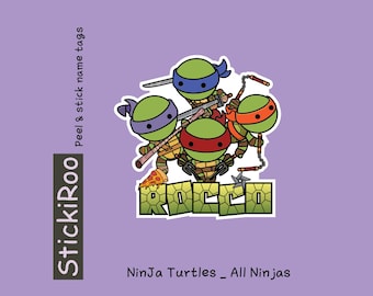 Cute Daycare Labels - Cute Dishwasher Safe Labels - Cute Waterproof Labels - Cute Kids Name Labels - Name Tag - Ninja Turtles Name Sticker