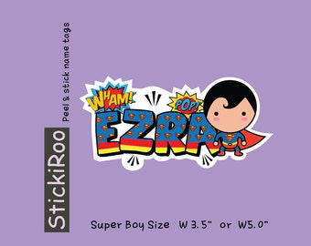 Cute Daycare Stickers - Cute Superhero Name Stickers - Cute Waterproof Sticker - Cute Kids Name Sticker - Name Tag - Hero Sticker Super Boy