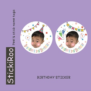 Geburtstagsaufkleber - Niedliche Geburtstagsaufkleber - Personalisierter Geburtstagsaufkleber - Benutzerdefinierte Kindergeburtstagsaufkleber - Partybevorzugung - Goodie-bag Aufkleber