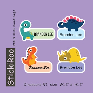 Niedliche Kindertagesstätten-Etiketten - niedliche spülmaschinenfeste Etiketten - niedliche wasserdichte Etiketten - niedliches Kinder-Namensetikett - personalisiertes Namensschild - Dinosaurier-Etikett 1
