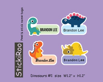 Cute Daycare Labels - Cute Dishwasher Safe Labels - Cute Waterproof Labels - Cute Kids Name Label - Personalized Name Tag - Dinosaur Label 1