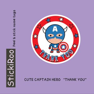 Stickers de remerciement Captain Hero - Sticker anniversaire mignon - Sticker fête - Cadeau - Stickers sac cadeaux