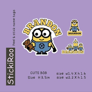 Niedliche Minions Namen Aufkleber # 2- Niedliche Kinder Namen Aufkleber - Niedliche spülmaschinenfeste Etiketten - niedliche wasserdichte Etiketten - Namensschild