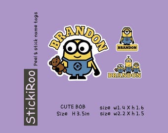 Cute Minions Name Stickers #2- Cute Kids Name Labels - Cute Dishwasher Safe Labels - Cute Waterproof Labels - Name Tag