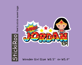 Cute Daycare Stickers - Cute Superhero Name Stickers - Cute Waterproof Sticker - Cute Kids Name Sticker - Name Tag - Hero Sticker WonderGirl