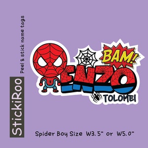 Leuke stickers kinderdagverblijf - leuke naamstickers superheld - leuke waterdichte sticker - naamsticker schattige kinderen - naamplaatje - Spider Boy #1
