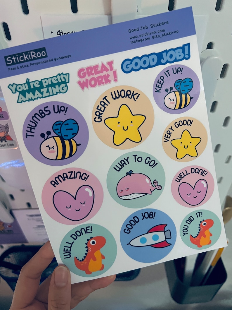 Cute Character Reward Stickers, Waterproof Compliment Decals - Etsy