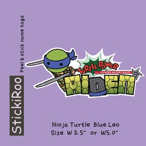 Niedliche Kindergarten Etiketten - Niedliche spülmaschinenfeste Etiketten - niedliche wasserfeste Etiketten - niedliche Kinder Namensetiketten - Namensschild - Ninja Turtles - blauer Löwe