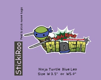 Cute Daycare Labels - Cute Dishwasher Safe Labels - Cute Waterproof Labels - Cute Kids Name Labels - Name Tag - Ninja Turtles -  Blue Leo