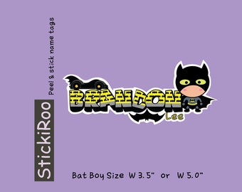 Cute Daycare Stickers - Cute Superhero Name Stickers - Cute Waterproof Sticker - Cute Kids Name Sticker - Name Tag - Hero Tag Sticker BatBoy