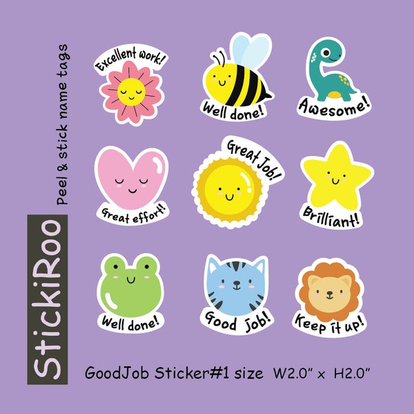 Good Job Reward Stickers, Cute Character Decals, Teacher Reward Stickers, Waterproof Stickers, Feel Good Positive Vibes Compliment Stickers