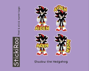 Sonic Shadow the Hedgehog - Shadow - Sonic Name Sticker - Kids Name Labels - Dishwasher Safe Labels - Waterproof Labels- Name Tag