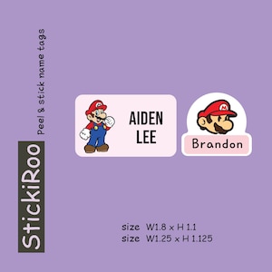 Niedliche Kindergarten Etiketten - Niedliche spülmaschinenfeste Etiketten - süße wasserfeste Etiketten - niedliche Kinder Namensetiketten - Namensschild - Mario Charakter #2