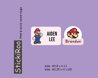Cute Daycare Labels - Cute Dishwasher Safe Labels - Cute Waterproof Labels - Cute Kids Name Labels - Name Tag - Mario Character #2
