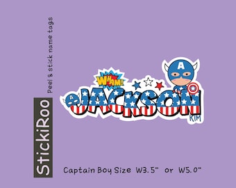 Cute Daycare Stickers - Cute Superhero Name Stickers - Cute Waterproof Sticker - Cute Kids Name Sticker - Name Tag - Hero Sticker CaptainBoy