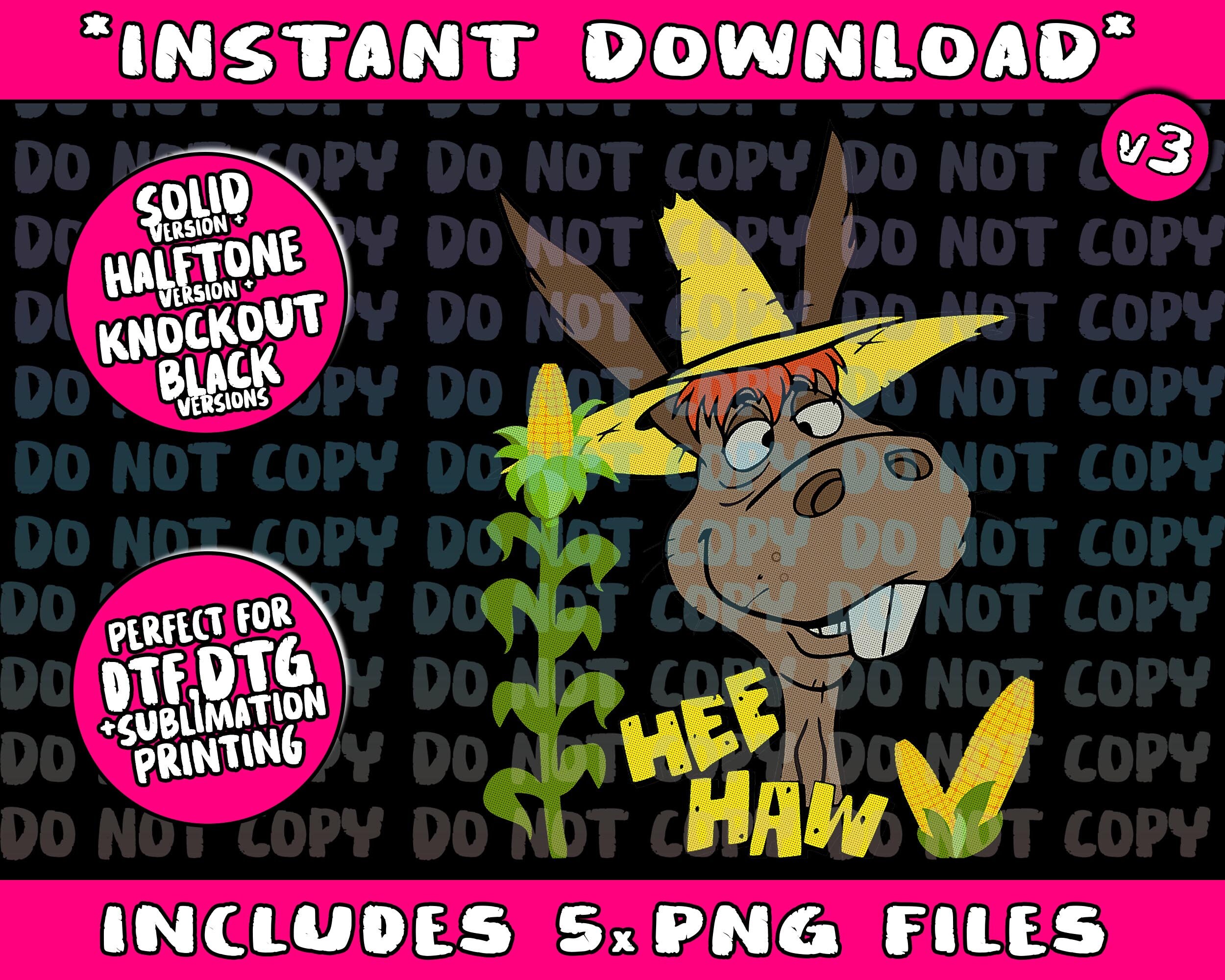 Funny Donkey Face Hee Haw Farming Life Farm Animal Corn Life Png Bundle ...