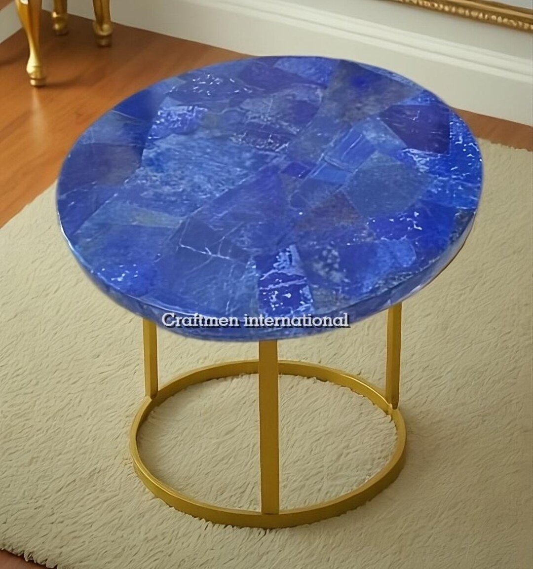 Blue Gemstone Table Top, Handmade Stone Table, Kitchen Dine Table, Home ...