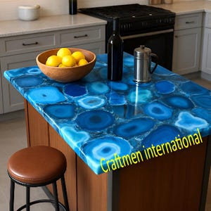 Handmade Blue Agate Countertop: Luxury Kitchen, Bar, or Vanity