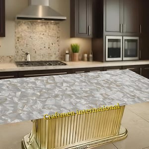 Handmade Mother of Pearl Countertop: Luxury Kitchen Island Decor