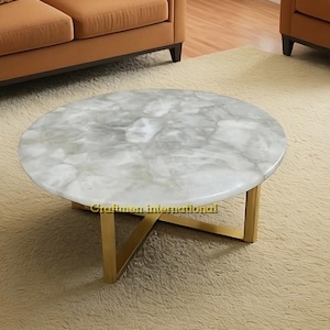White Quartz Round table, Coffee Table, Dining Table, Living room Furniture, Centre table, Custom table, Luxury Furniture table, End table.