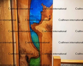 Multi Color Epoxy Door, Epoxy Kitchen Door , Epoxy Barn Door, Live edge Wood Door, Sliding Epoxy Door, Wooden Door, Entrance Epoxy Barn Door