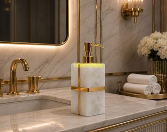 White Quartz Crystal Soap Dispenser, Gemstone Bathroom Lotion Pump, Housewarming gift