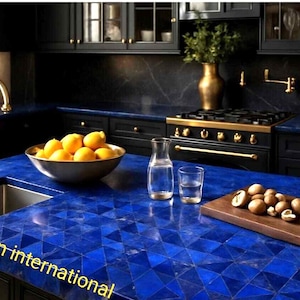 Handcrafted Lapis Lazuli Countertop: Gemstone Kitchen & Bath Slab