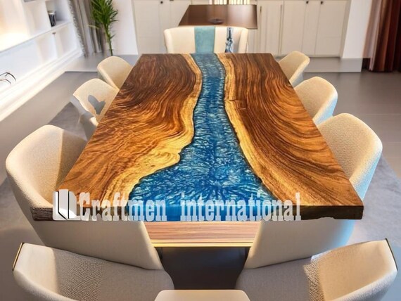 Blue River Epoxy table Home decor Furniture Live edge Epoxy table Kitchen Dine table Epoxy Coffee table top Epoxy Center table top Etsy Italia
