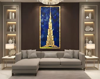 Natural Lapis Lazuli Wall Panel with Mother of Pearl Inlay, Luxury Gemstone Wall Art