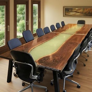 Handmade White Epoxy Live Edge Dining Table Top: Custom Resin Wood