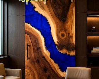 Handmade,custom epoxy wood door, contemporary room divider, space saving interior door