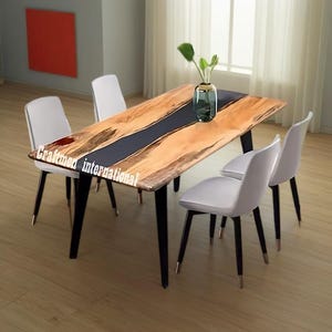 Black River Epoxy Dining Table: Custom Wood & Resin Furniture