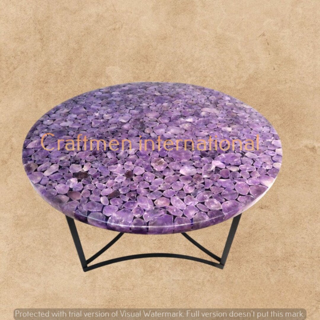Amethyst Stone Round Table Coffee Table Dining Table Living Etsy