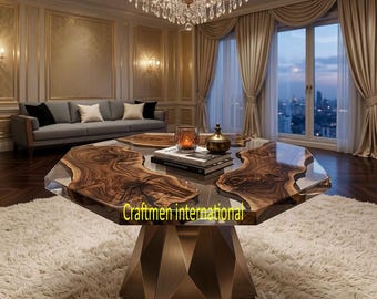Live Edge Walnut Table,Wood & Clear Epoxy River Table, Custom furniture for home decor