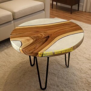 Handcrafted White Epoxy Wood Table Top: Custom Dining Table