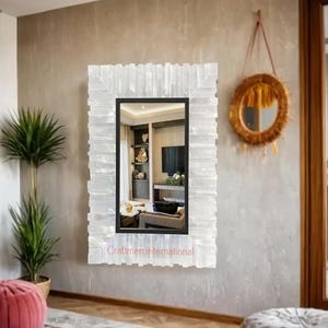 Selenite rectangle Mirror, wall Mirror, Bathroom Mirror, custom vanity Mirror, Decorative Mirror, Handmade Wall mirror, bathroom decor idea
